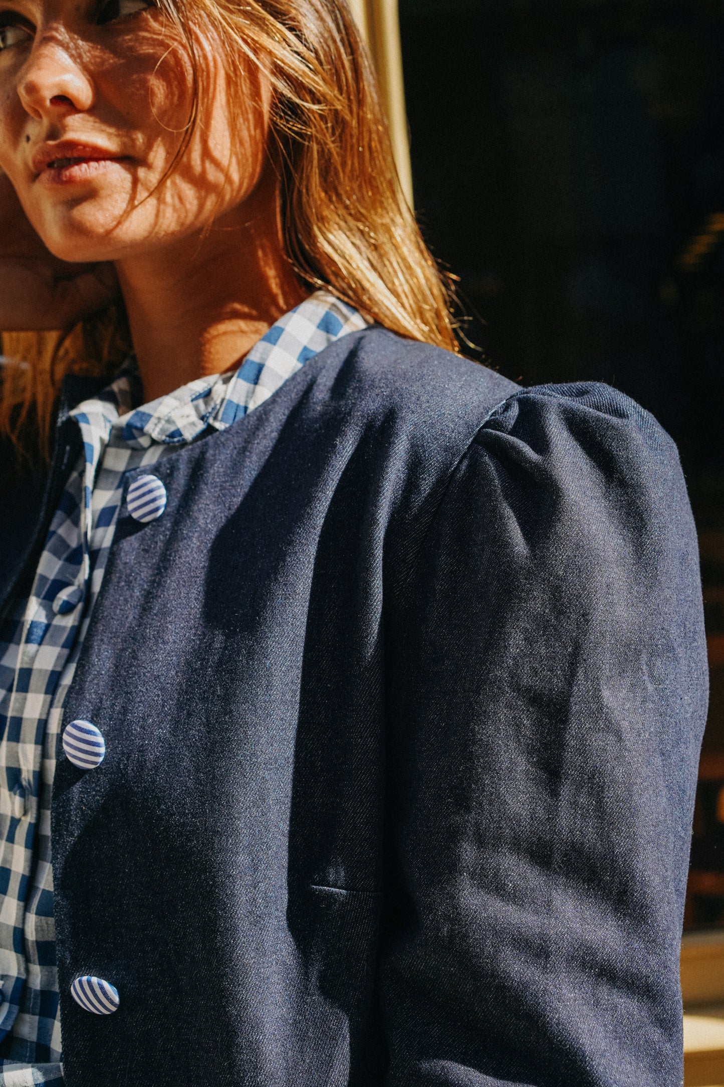 Veste VICTORIA Jean Bleu (doublure rayures)