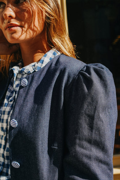 Veste VICTORIA Jean Bleu (doublure rayures)