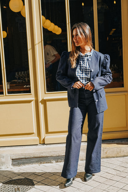 Veste VICTORIA Jean Bleu (doublure rayures)