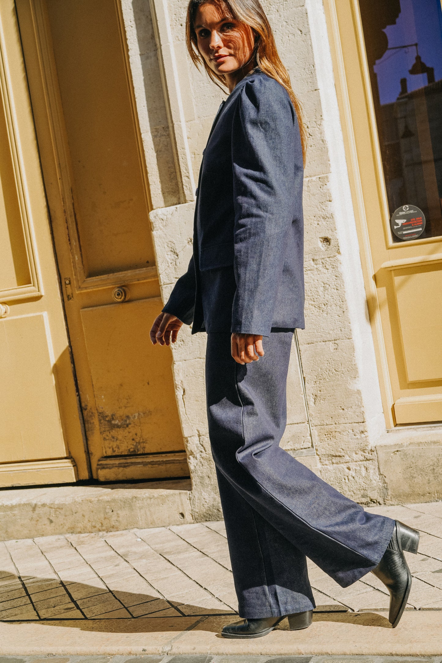 Veste VICTORIA Jean Bleu (doublure rayures)