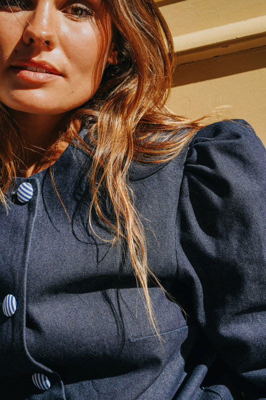 Veste VICTORIA Jean Bleu (doublure rayures)