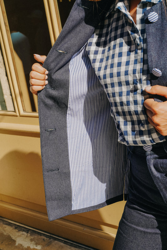 Veste VICTORIA Jean Bleu (doublure rayures)
