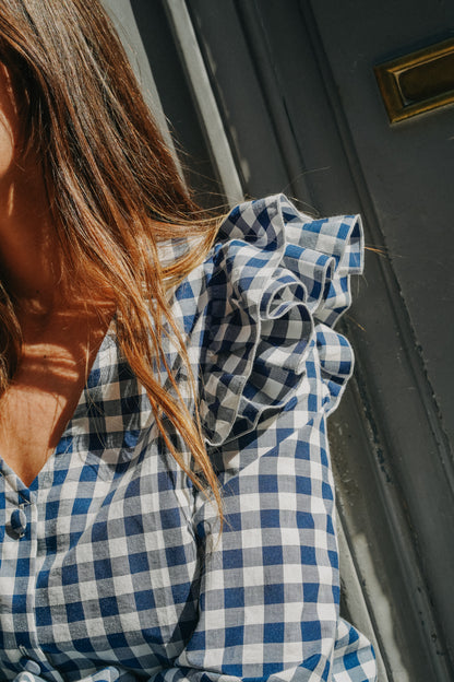 Chemise à Volants GAETAN Vichy bleu