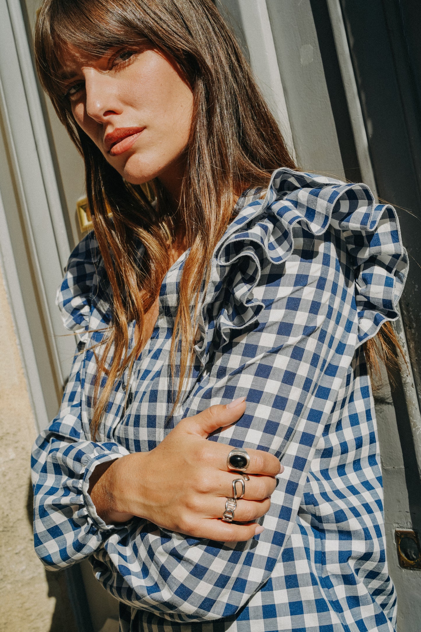 Chemise à Volants GAETAN Vichy bleu