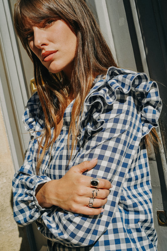 Chemise à Volants GAETAN Vichy bleu