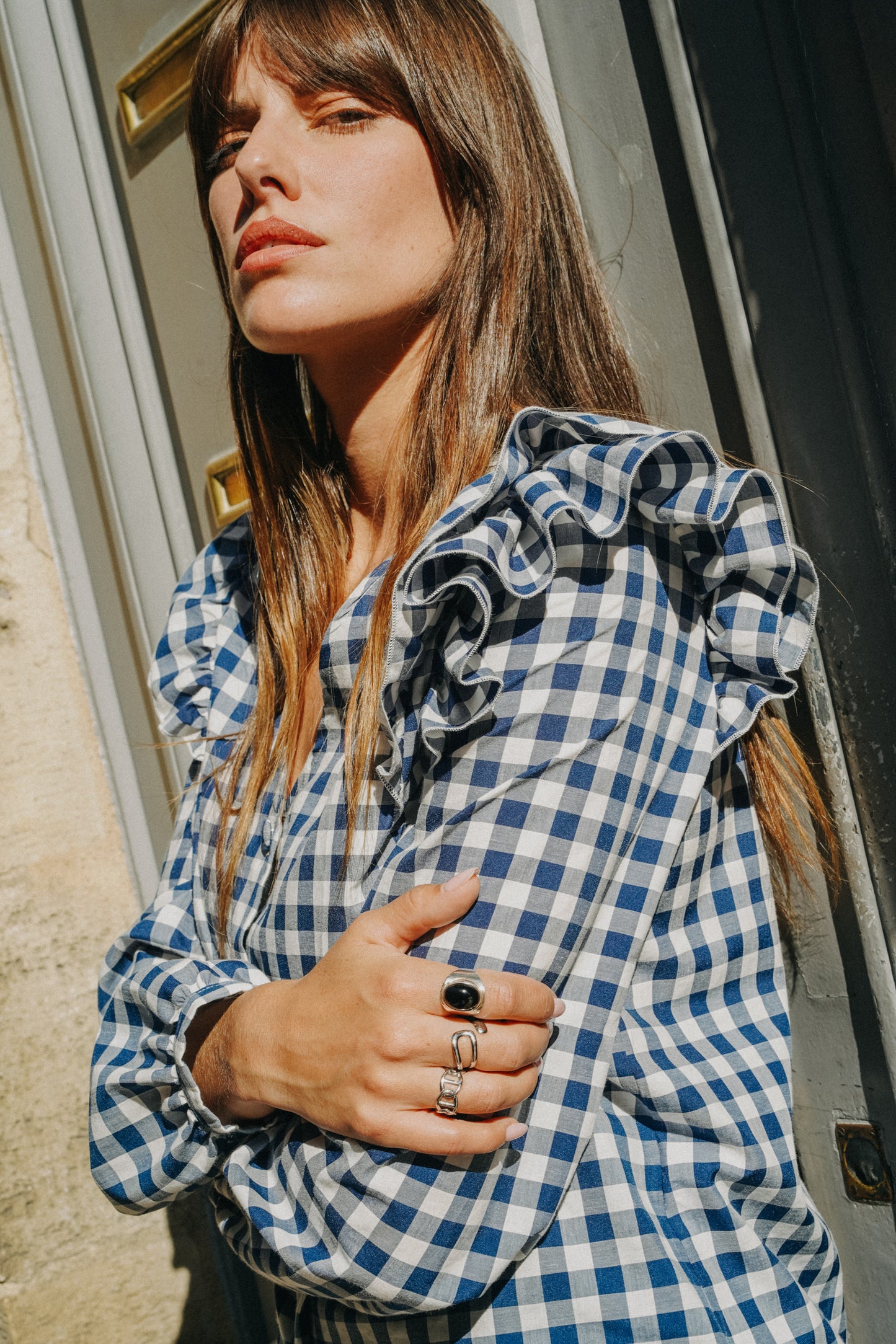 Chemise à Volants GAETAN Vichy bleu