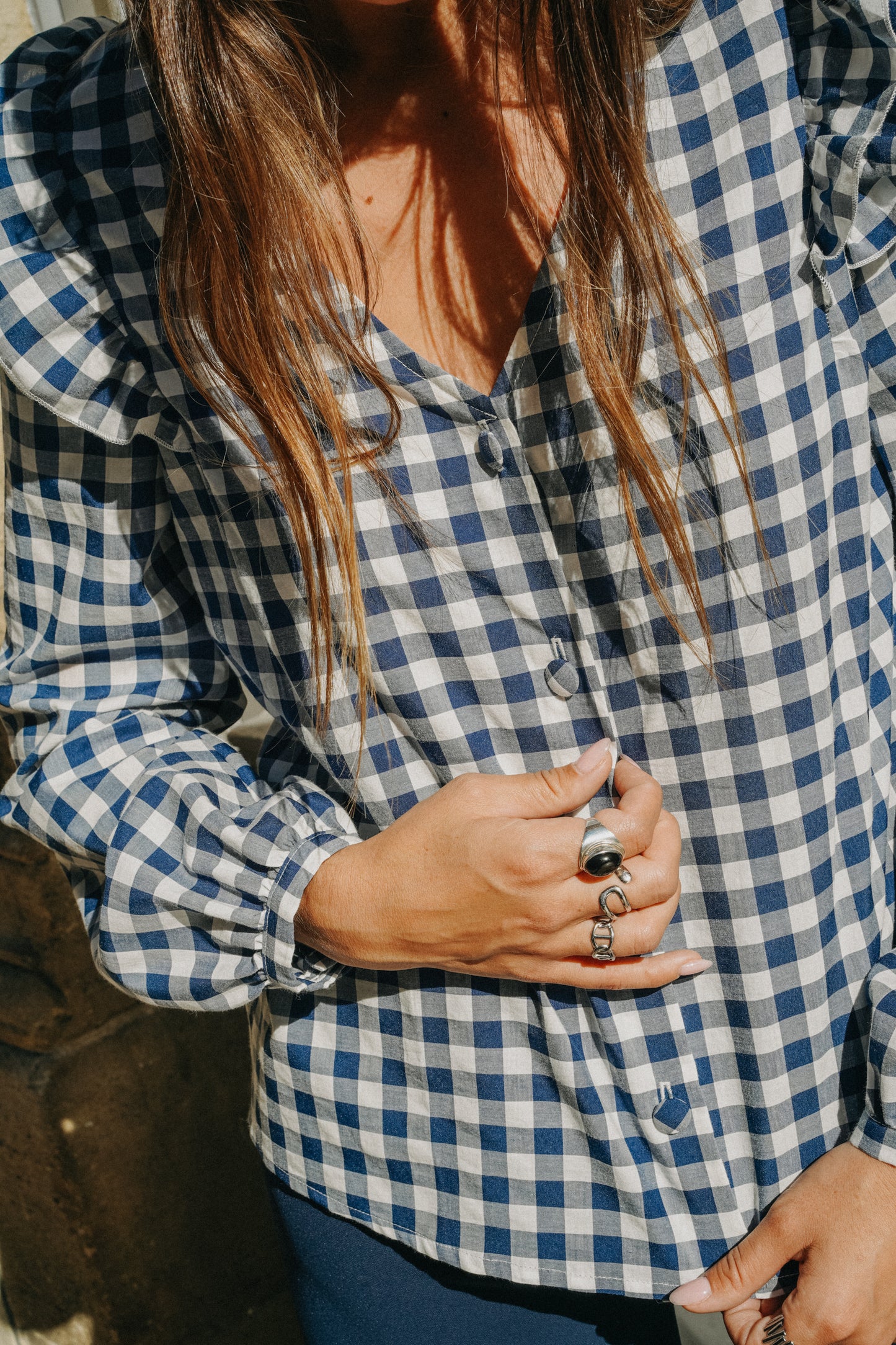 Chemise à Volants GAETAN Vichy bleu