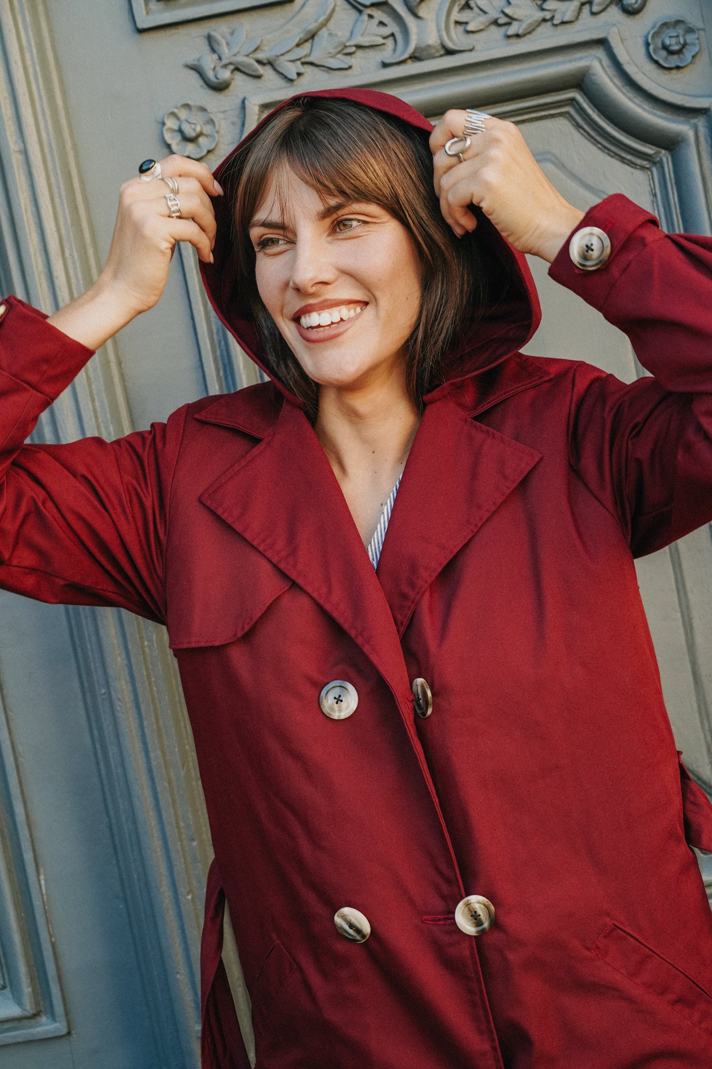 Trench Coat CHARLES Rouge Bordeaux (doublure noir)