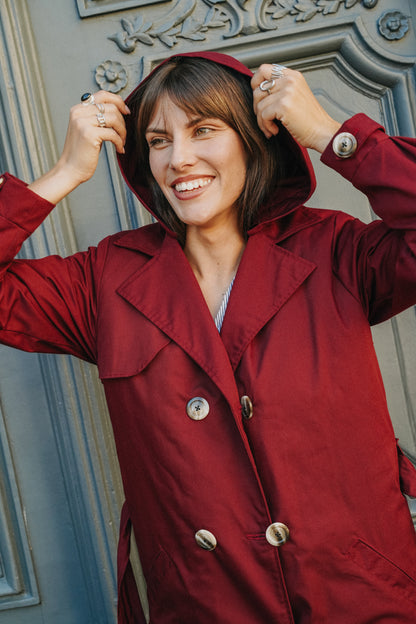 Trench Coat CHARLES Rouge Bordeaux (doublure noir)