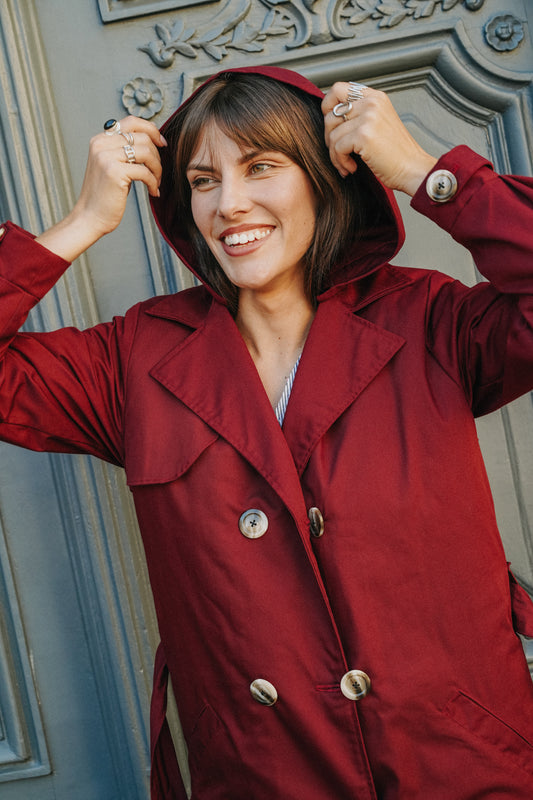 Trench Coat CHARLES Rouge Bordeaux (doublure noir)