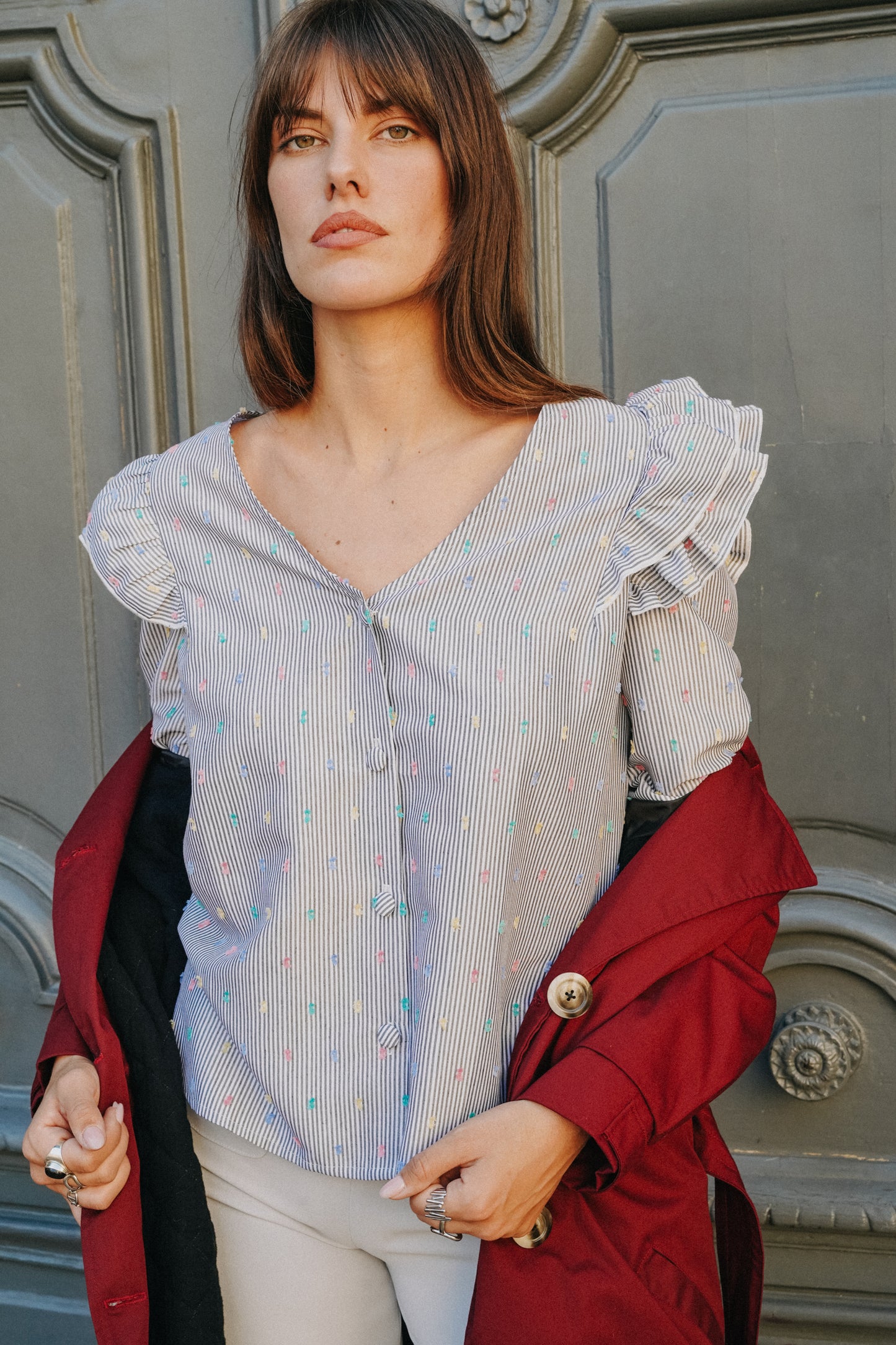 Chemise à Volants GAETAN Plumeti (pois couleurs)