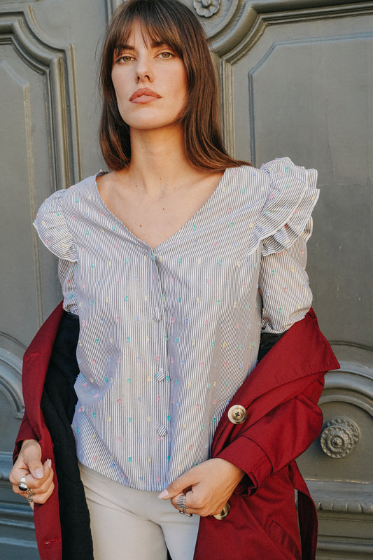 Chemise à Volants GAETAN Plumeti (pois couleurs)