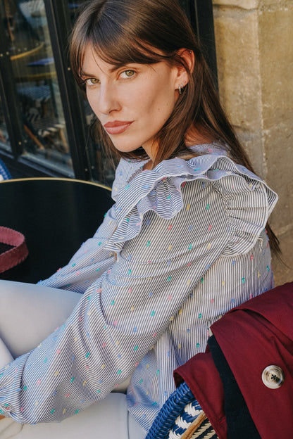 Chemise à Volants GAETAN Plumeti (pois couleurs)