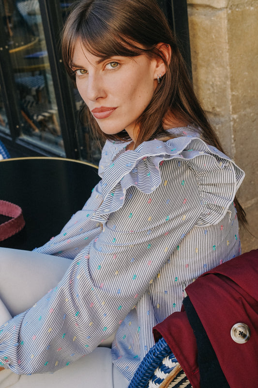 Chemise à Volants GAETAN Plumeti (pois couleurs)