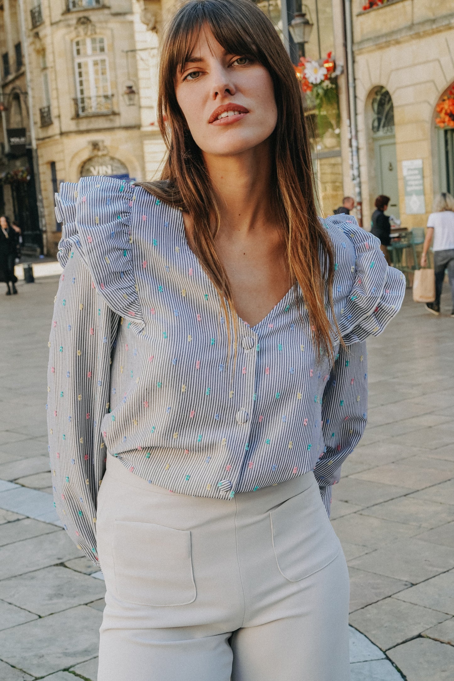 Pantalon PALAZZO Gris Souris