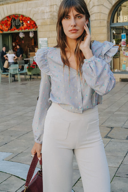 Chemise à Volants GAETAN Plumeti (pois couleurs)