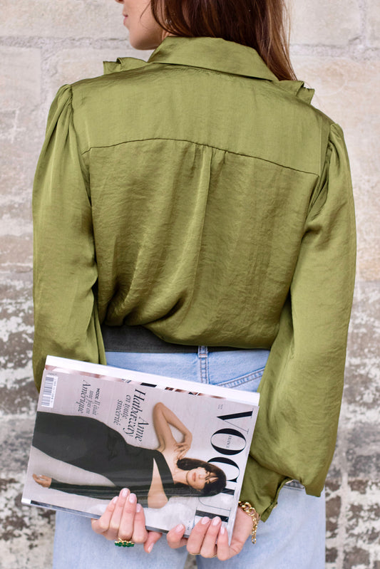 Chemisier Kaki à volant ALBERTINE