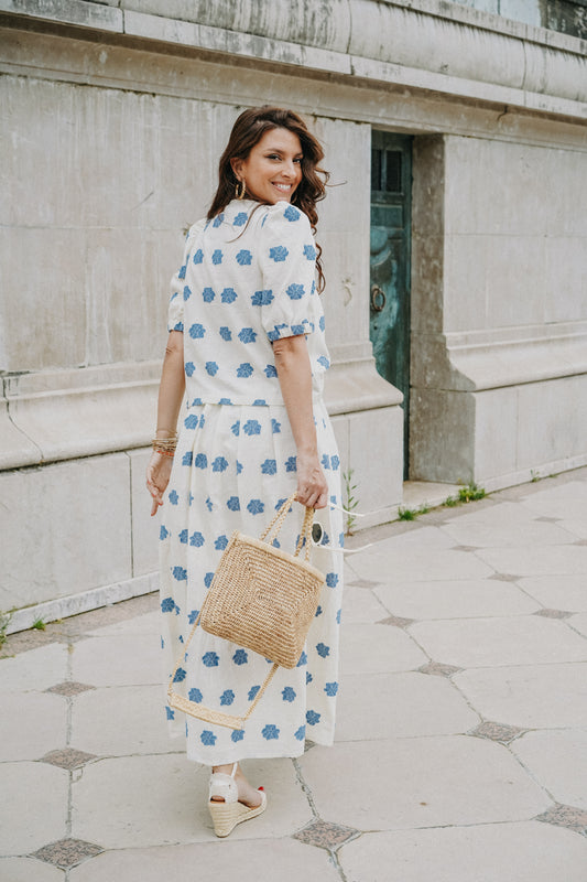 jupe longue broderie coton 