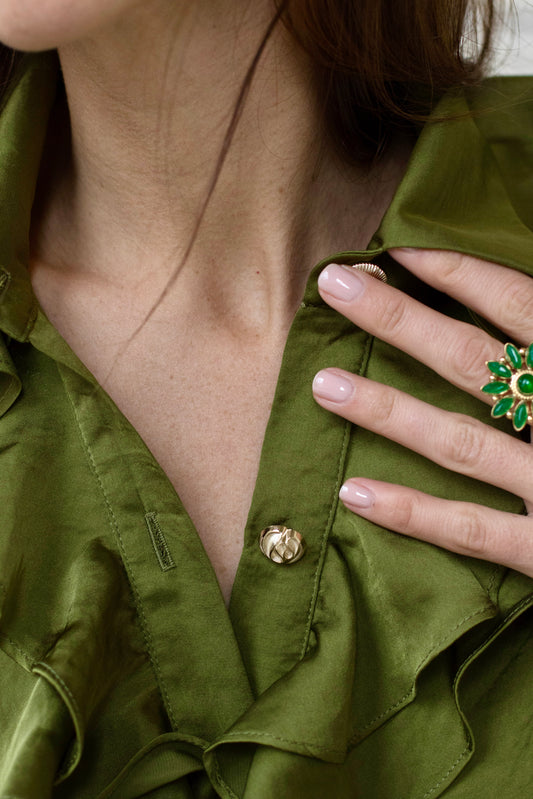 Chemisier Kaki à volant ALBERTINE