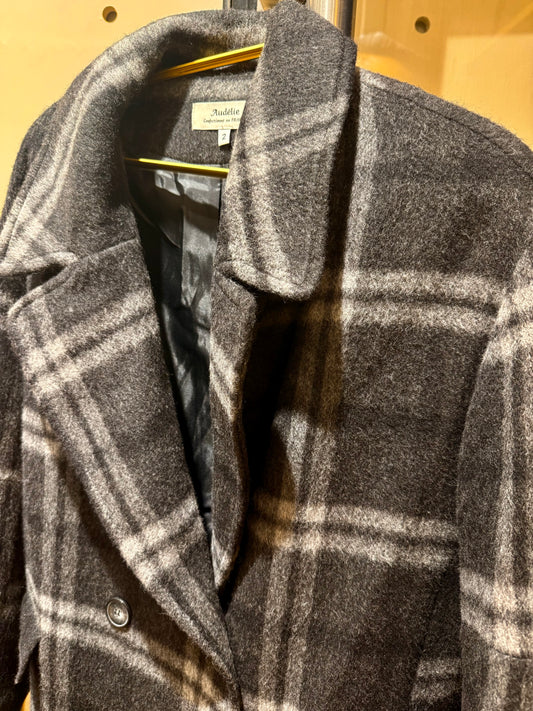 Manteau ARMAND Long gris à Carreaux