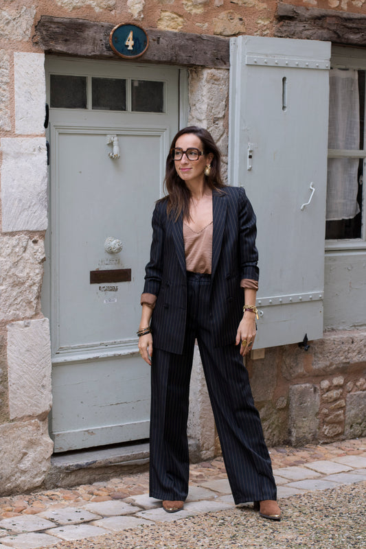 Blazer à rayures noir et chocolat  LOUISE