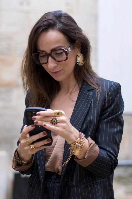 Blazer à rayures noir et chocolat  LOUISE