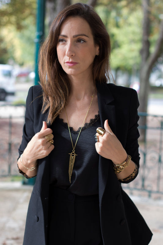 Blazer noir intérieur léopard LOUISE