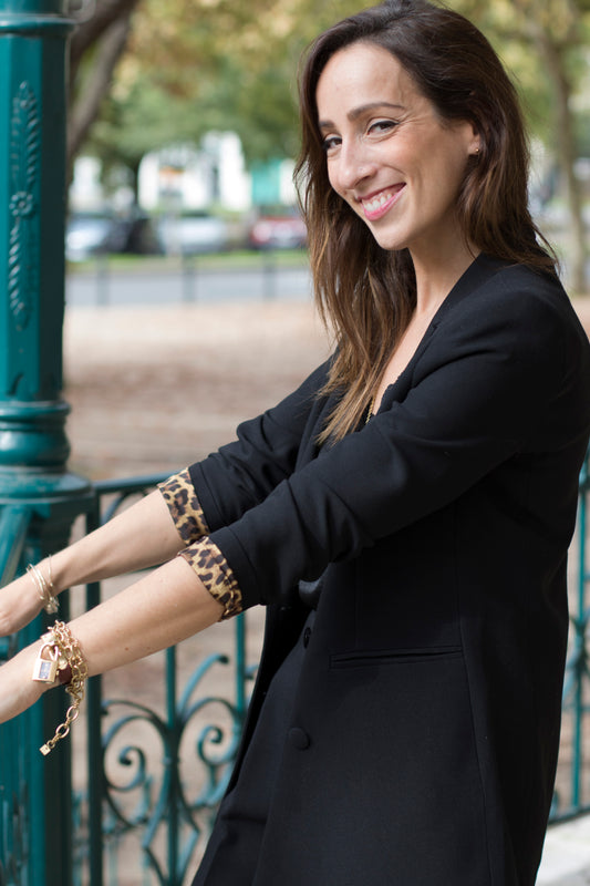 Blazer noir intérieur léopard LOUISE