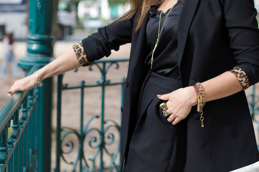 Blazer noir intérieur léopard LOUISE