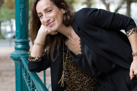 Blazer noir intérieur léopard LOUISE