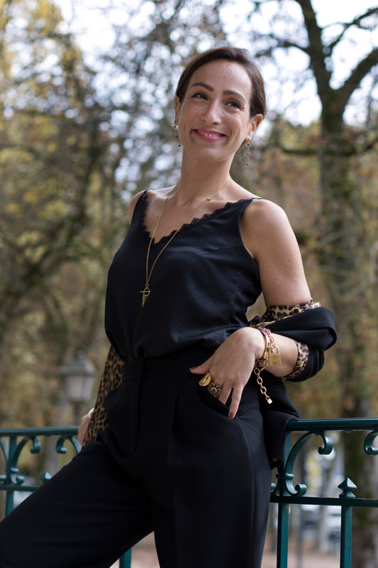 Top en satin noir EYMET