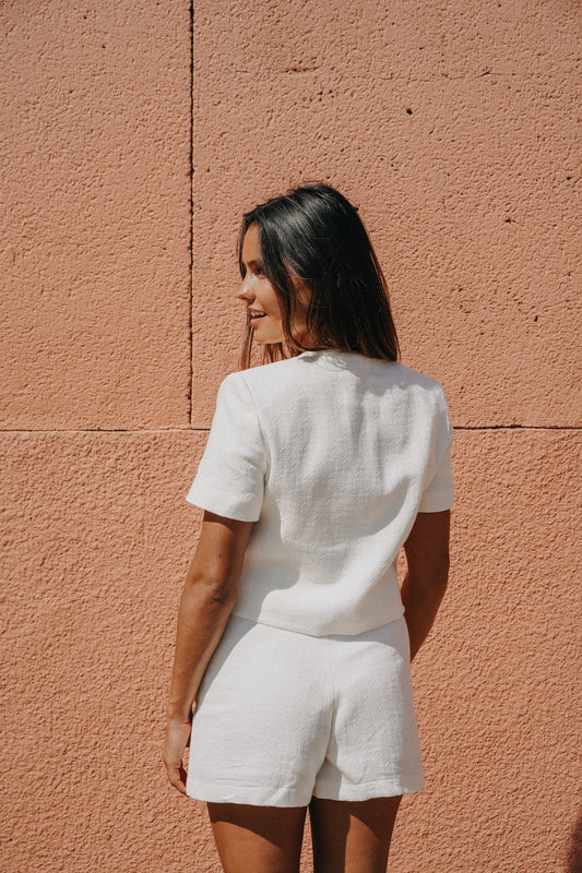 dos ensemble jacquard écru